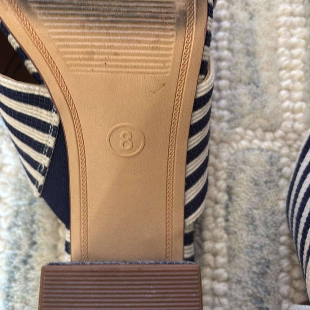 A New Day Navy and White Striped Block Heels Size 8 - Picture 4 of 4